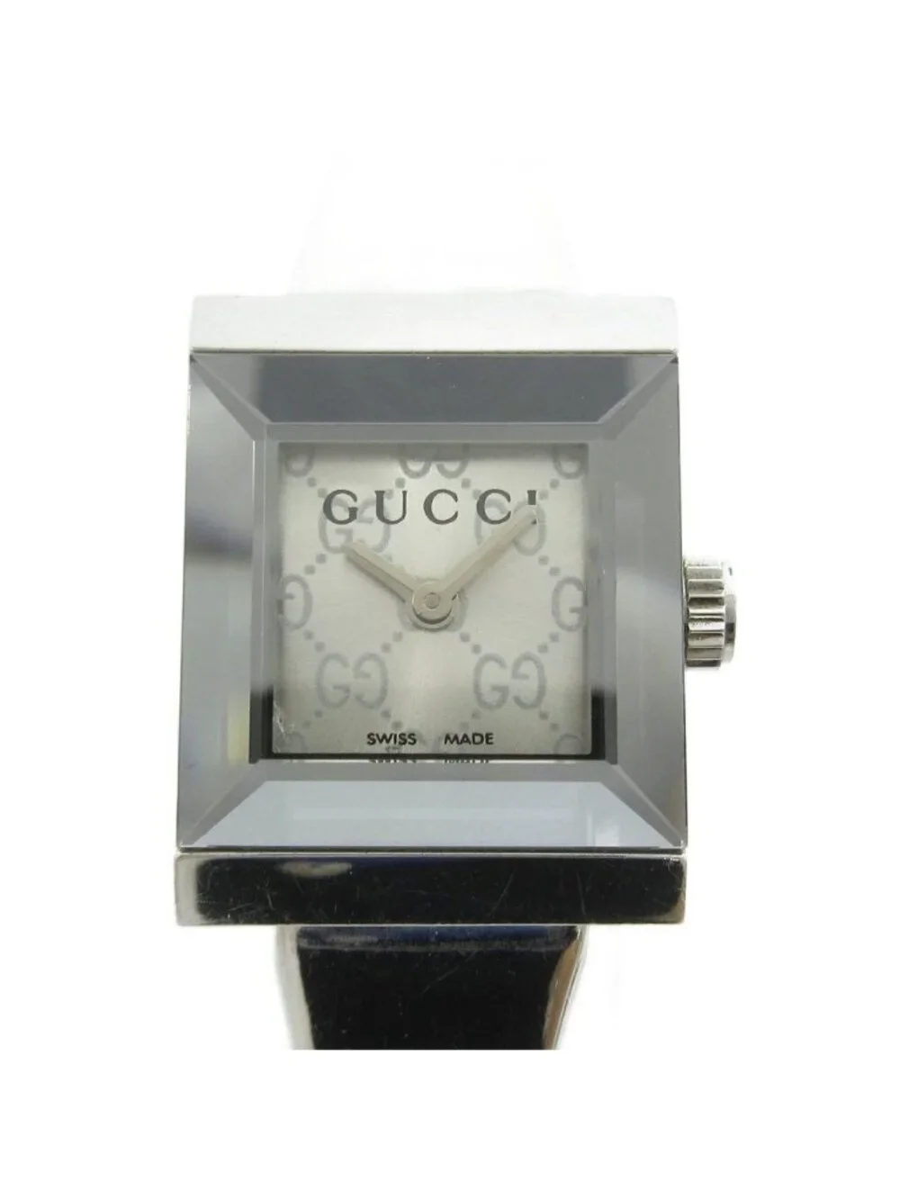 Gucci Frame Watch Square Quartz 128.5 Dial GG Pattern Silver Color MG